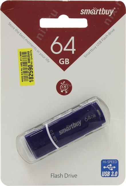 Накопитель SmartBuy Crown SB64GBCRW-Bl USB3.0  Flash Drive 64Gb (RTL)