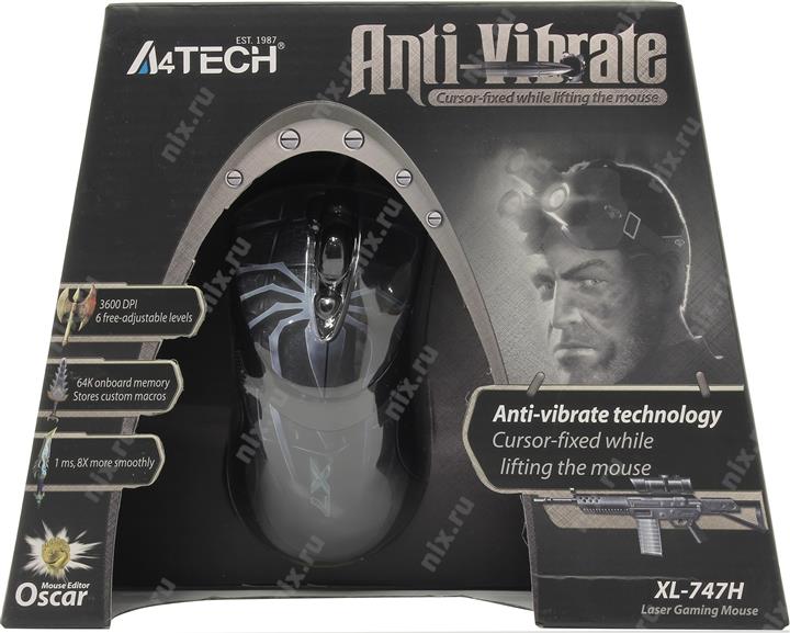 Манипулятор A4Tech Game Laser Mouse XL-747H-Blue (3600dpi)  (RTL) USB 7but+Roll