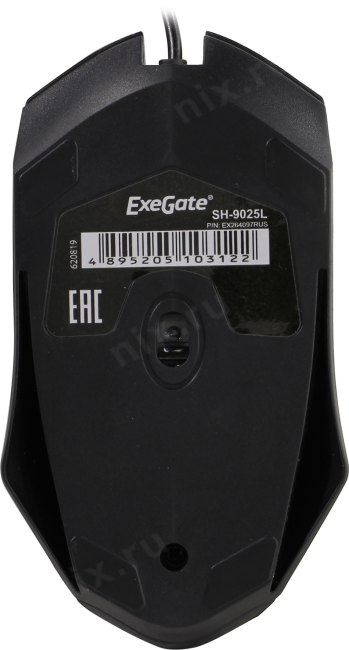 Мышь ExeGate Professional Standard SH-9025L (USB, оптическая, 1000dpi, 3D, 3 кнопки и колесо прокрутки, длина кабеля 2м, черная, Color Box)