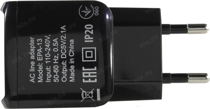 Defender EPA-13 Black 83840 Зарядное устройство USB (Вх. AC100-240V Вых. DC5V 10.5W 2xUSB)