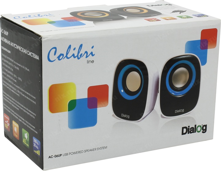 Колонки Dialog Colibri AC-06UP Black (2x3W  питание от  USB)