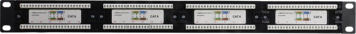 Патч-панель ExeGate EPP3-19-24-8P8C-C6-110D (19", UTP, 24 port, cat.6, KRONE&110(dual IDC), 1U, RoHS, Black, RTL)