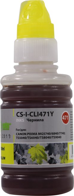 Чернила Cactus CS-I-CLI471Y Yellow для  Canon Pixma MG5740/6840/7740/TS5040/TS6040/TS8040/TS9040 (100мл)