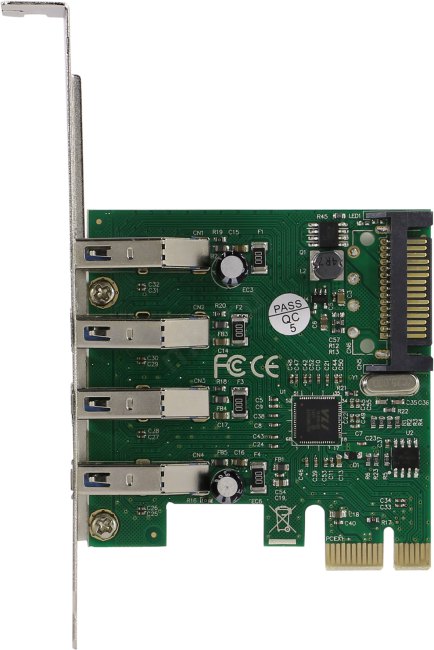 Контроллер ExeGate EXE-314 (PCI-E x1 v2.0, 4*USB3.0 ext., разъем доп.питания, VIA Labs Chipset VL805)