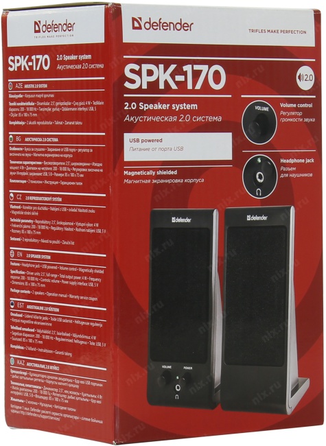 Колонки Defender SPK 170 Black (2x2W  питание  от USB) 65165