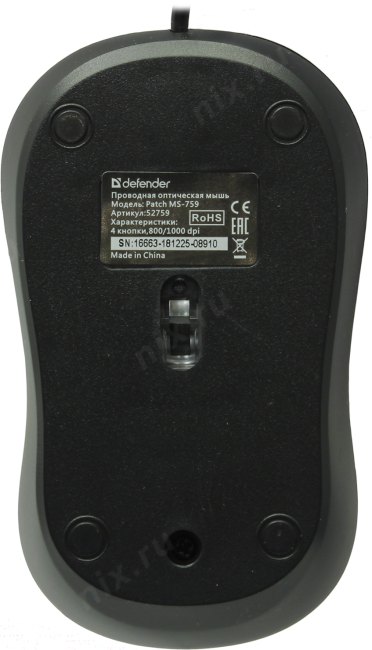 Манипулятор Defender Optical MousePatch MS-759 (RTL)  USB  3btn+Roll 52759 уменьшенная