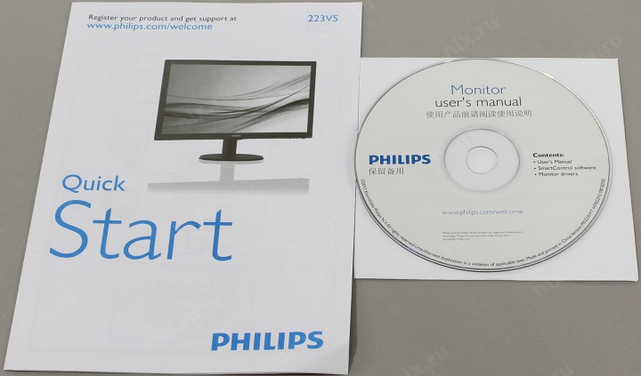 21.5" ЖК монитор PHILIPS 223V5LSB/62 (LCD 1920x1080  D-Sub)