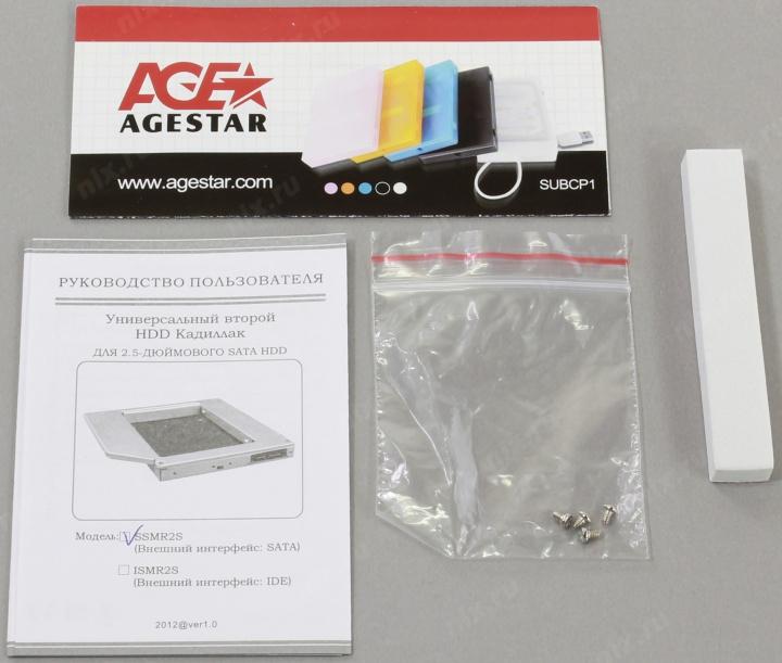 AgeStar SSMR2S-1A Шасси для 2.5” SATA HDD 9.5мм для установки в SATA 9.5мм  отсек  оптического привода  ноутбука