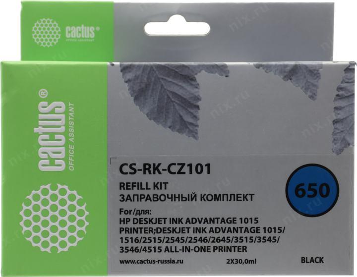 Заправочный комплект Cactus CS-RK-CZ101 Black (2x30мл)  для  HP DJ 1015/1516/2515/2545/2645/3515/3545