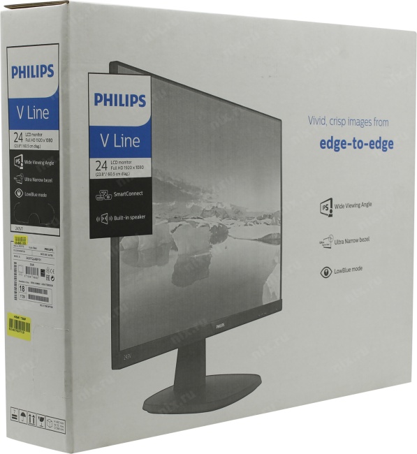 23.8" ЖК монитор PHILIPS 243V7QJABF/01/00 (LCD 1920x1080  D-Sub HDMI  DP)