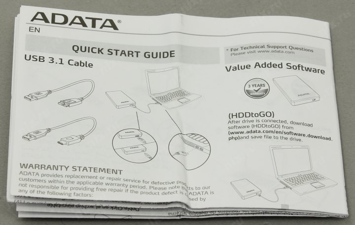 Накопитель ADATA AHV620S-1TU31-CWH HV620S USB3.1 Portable 2.5" HDD 1Tb  EXT (RTL)