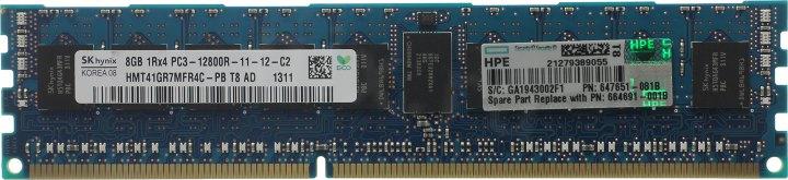 Модуль памяти HP 664691-001B Модуль памяти DDR3 DIMM 8Gb PC3-12800 ECC Registered CL11 для ProLiant Gen8