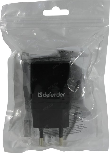Defender EPA-10 Black 83572 Зарядное устройство USB (Вх. AC100-240V  Вых.  DC5V 10.5W  USB)