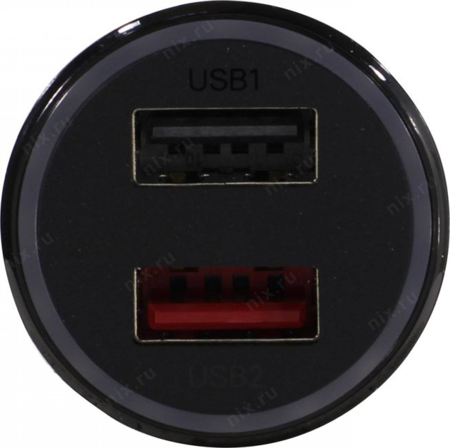 Xiaomi <GDS4147GL Black> Mi Car Charger Автомобильное зарядное уст-во USB (Вх. DC12-24V  DC5/9/12V  37W 2xUSB 3A)