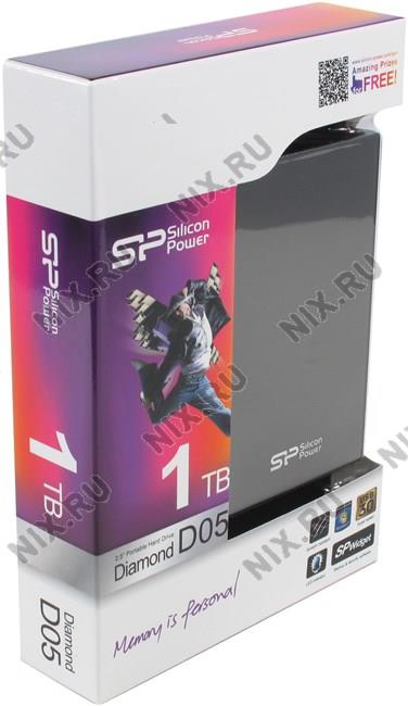 Накопитель Silicon Power SP010TBPHDD05S3T Diamond D05 Black USB3.0 Portable 2.5"  HDD 1Tb EXT (RTL)