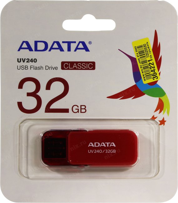 Накопитель ADATA UV240 <AUV240-32G-RRD>  USB2.0  Flash Drive 32Gb