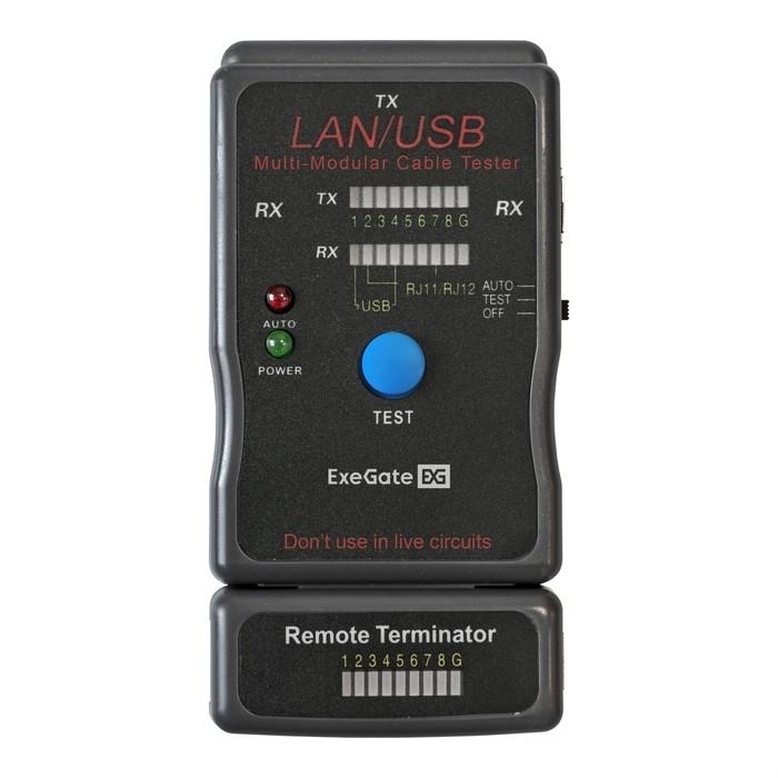 Тестер сетевой ExeGate EX-T5448 для RJ-45/RJ-11/RJ-12/USB