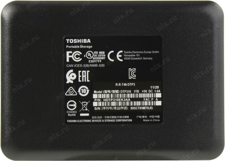 Накопитель Toshiba Canvio Ready HDTP310EK3AA Black USB3.2 2.5" HDD 1Tb  EXT (RTL)