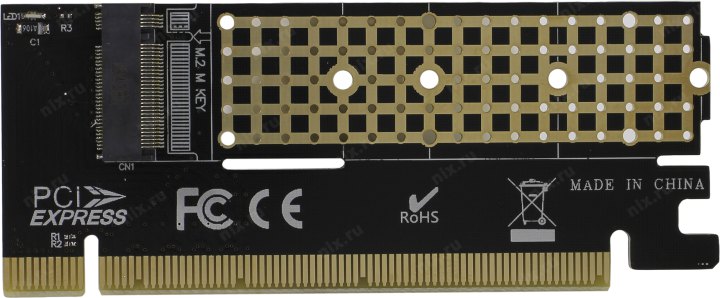 Переходник ExeGate EXE-529 (M.2 M key -> PCI-E x16 rev.3.0, для установки SSD M.2 M key в слот PCI-E x16, x8 или x4)