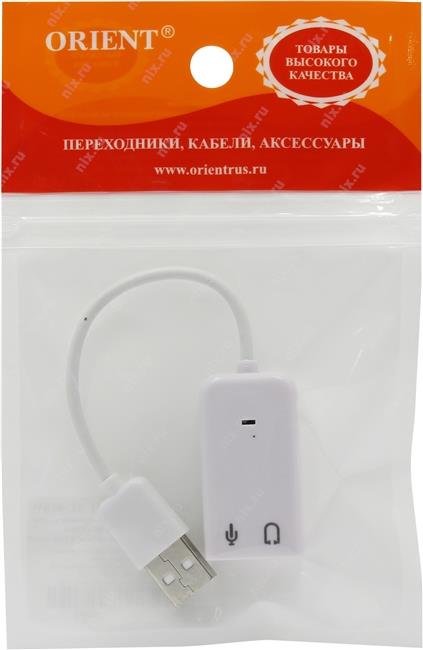Звуковая карта Orient AU-01SW USB адаптер для наушников  с микрофоном
