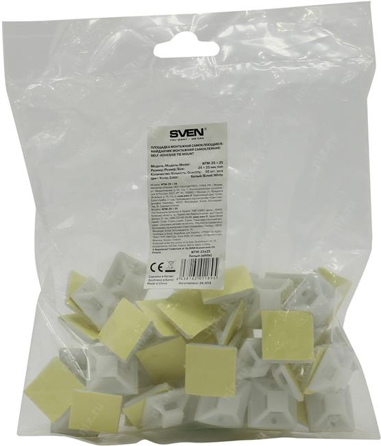 SVEN NTM-25x25 White Самокл. площадка для крепления стяжек 25х25  мм  уп-ка 50 шт.