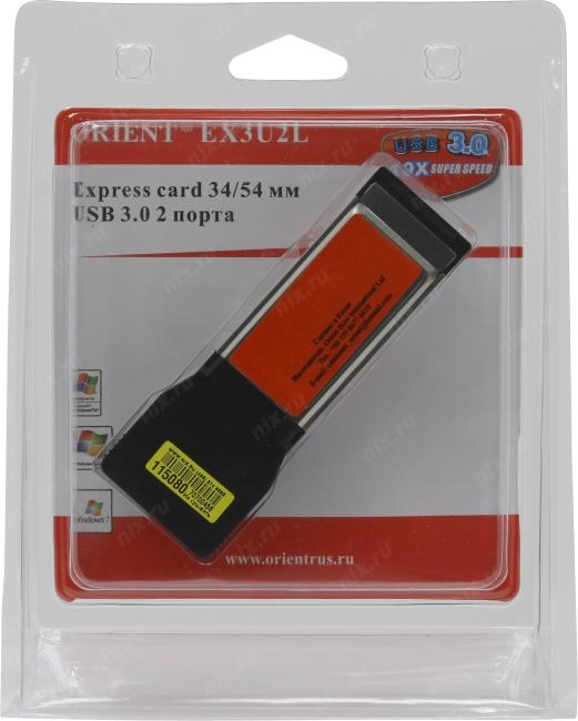 Контроллер Orient EX3U2L Adapter  Express  Card/34mm-->USB3.0 2  port