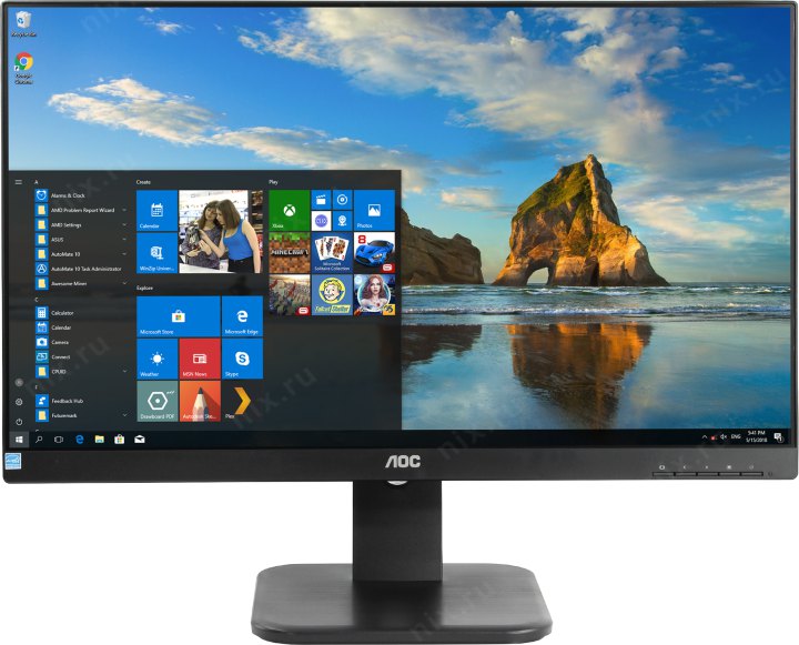 23.8" ЖК монитор AOC 24P1 Black с поворотом экрана (LCD 1920x1080 D-Sub DVI  HDMI  DP USB3.0 Hub)