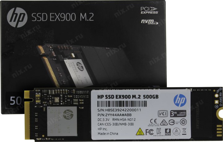 Накопитель SSD 500 Gb M.2 2280 M HP EX900  <2YY44AA> 3D  TLC
