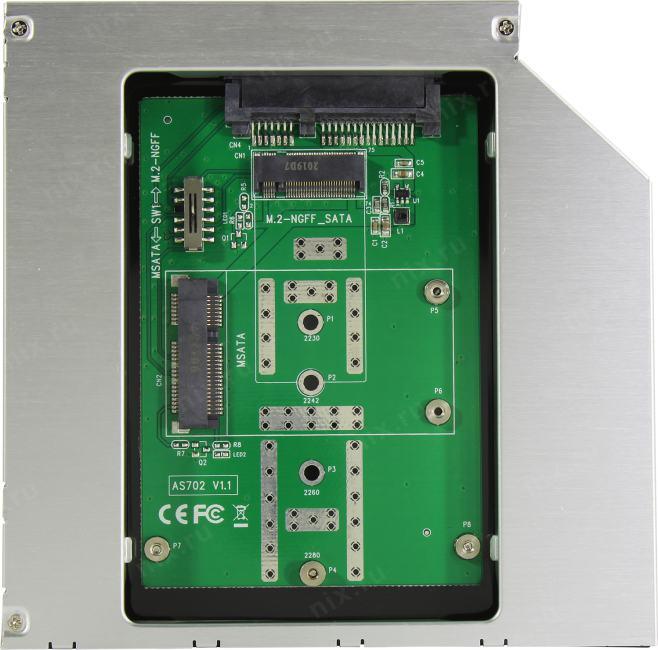 AgeStar  SMNF2S Шасси для M.2 2280/mSATA для установки в SATA   12.7мм  отсек  оптического привода  ноутбука