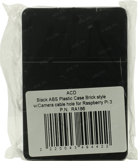 ACD RA186 Black ABS Plastic Case Brick style w/ Camera cable hole for Raspberry Pi 3