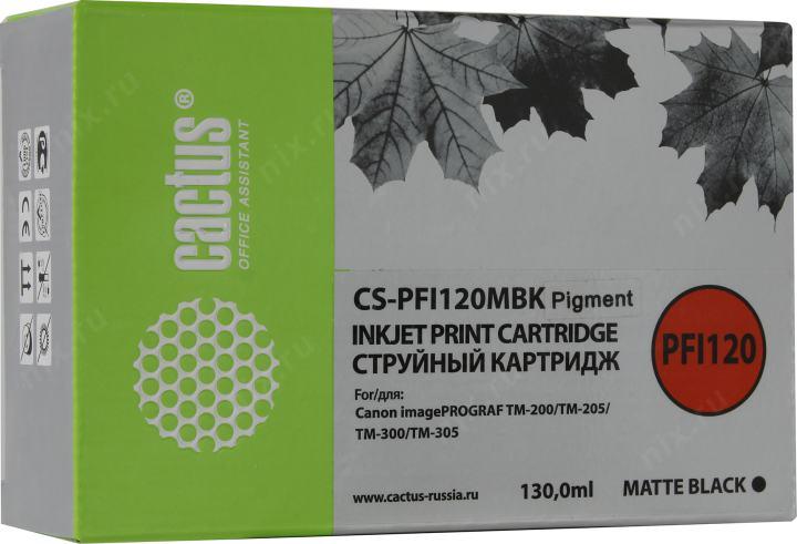 Картридж Cactus CS-PFI120MBK Matte Black  для  Canon iPF TM-200/TM-205/TM-300/TM-305