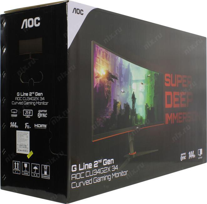 34"    ЖК монитор AOC CU34G2X Black&Red(Curved LCD 3440x1440  HDMI DP USB3.2 Hub)