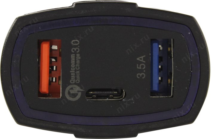 Orient <CAR QC-12V3B> Автомобильное зарядное уст-во USB (Вх. DC12-24V  Вых. DC5V/9V/12V 18W 2xUSB+USB-C)