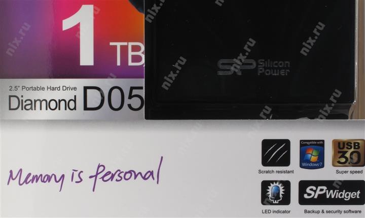 Накопитель Silicon Power SP010TBPHDD05S3T Diamond D05 Black USB3.0 Portable 2.5"  HDD 1Tb EXT (RTL)