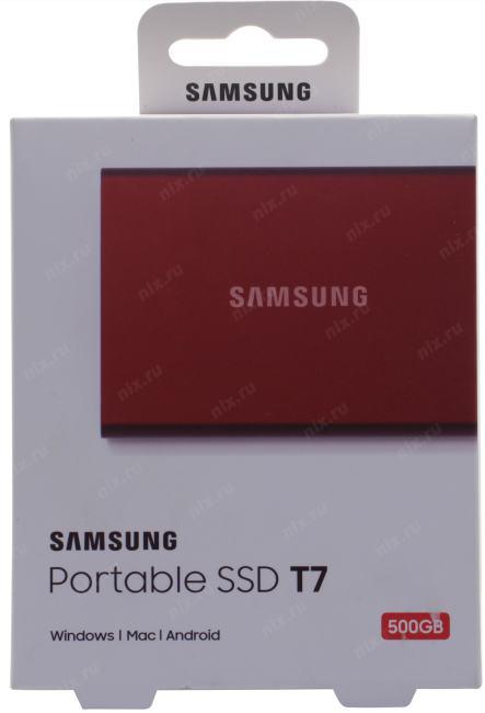 Накопитель SSD 500 Gb USB3.2 Samsung T7 <MU-PC500R/WW> (RTL) V-NAND  TLC