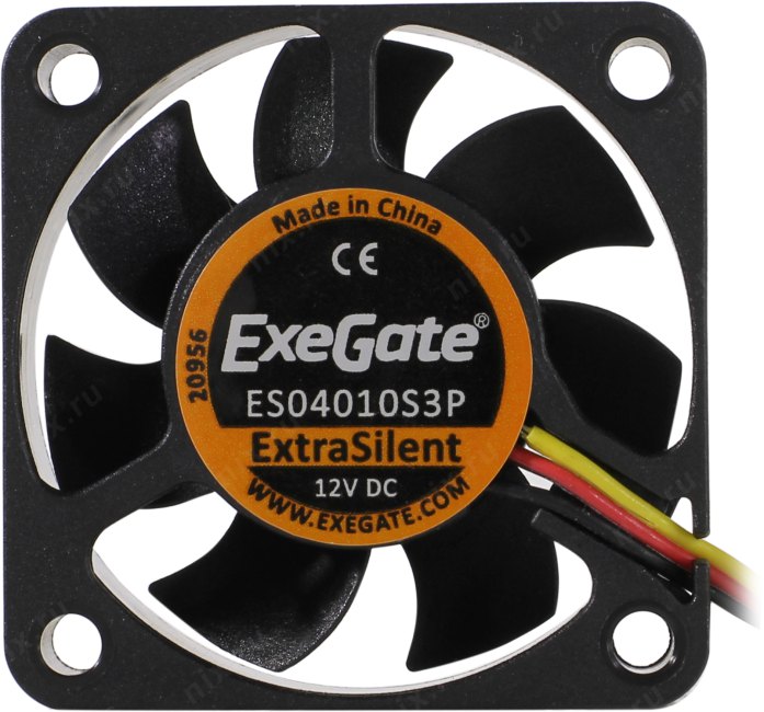 Вентилятор 12В DC ExeGate ExtraSilent ES04010S3P (40x40x10 мм, Sleeve bearing (подшипник скольжения), 3pin, 4000RPM, 19dBA)