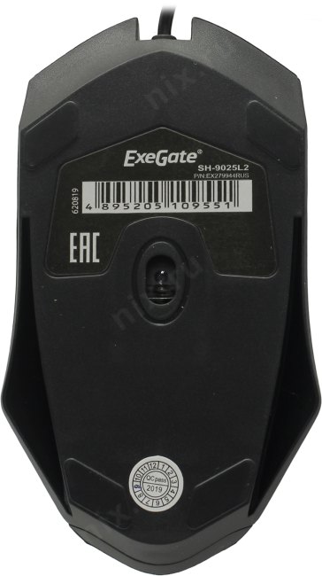 Мышь ExeGate Professional Standard SH-9025L2 (USB, оптическая, 1000dpi, 3D, 3 кнопки и колесо прокрутки, длина кабеля 2,2м, черная, Color Box)