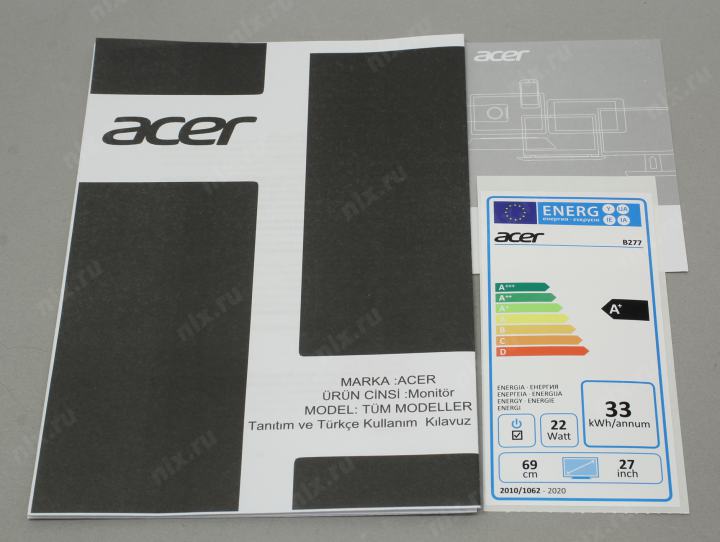 27"    ЖК монитор Acer UM.HB7EE.002 B277bmiprx Black с поворотом экрана (LCD 1920x1080 D-Sub  HDMI DP )