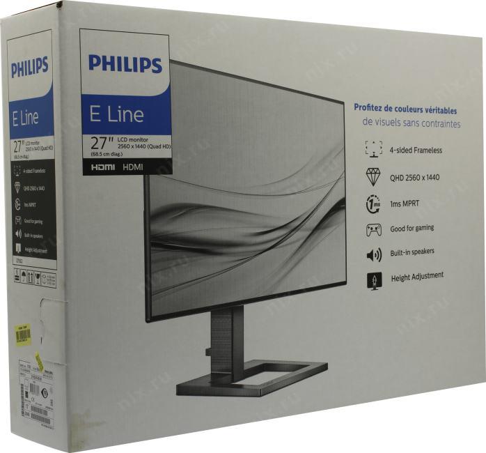 27"    ЖК монитор PHILIPS 275E2FAE/00/01  (LCD 2560x1440 HDMI DP)