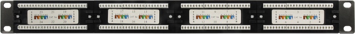 Патч-панель ExeGate EPP3-19-24-8P8C-C5e-110D (19", UTP, 24 port, cat.5e, KRONE&110(dual IDC), 1U, RoHS, Black, RTL)