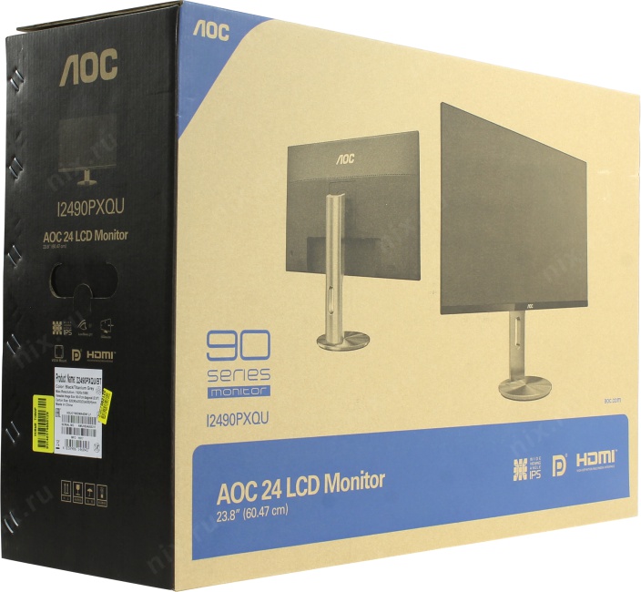 23.8" ЖК монитор AOC I2490PXQU/BT Black с поворотом экрана (LCD 1920x1080 D-Sub HDMI  DP USB 3.0 Hub)