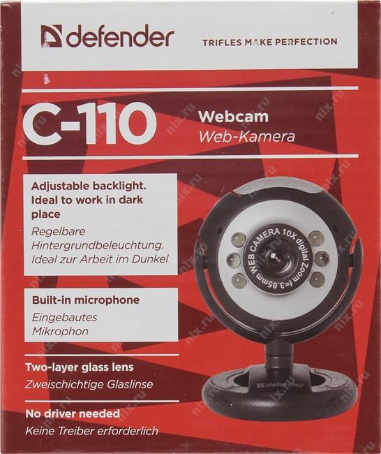 Интернет-камера Defender C-110 (USB2.0  640x480  микрофон подсветка) 63110
