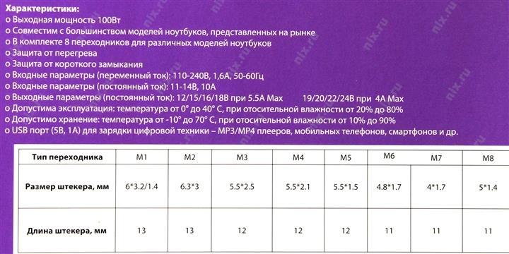 KS-is Duazzy KS-272 блок питания (12-24V 100W)+8 сменных разъёмов питания +авто.адаптер