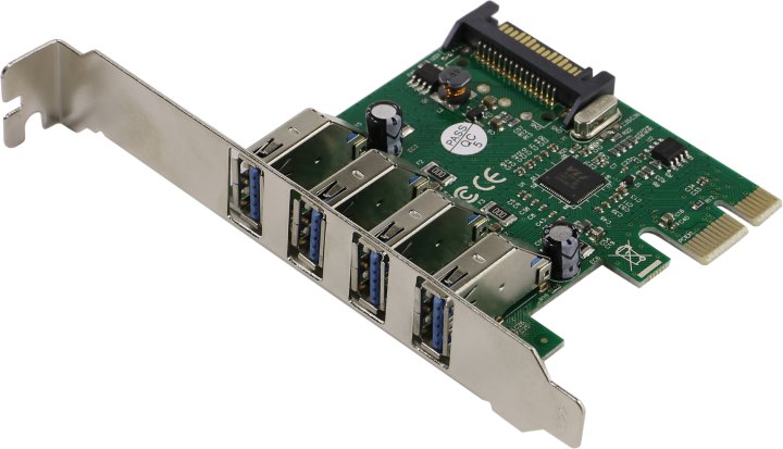 Контроллер ExeGate EXE-314 (PCI-E x1 v2.0, 4*USB3.0 ext., разъем доп.питания, VIA Labs Chipset VL805)