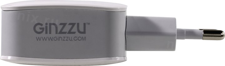 Ginzzu GA-3008W Зарядное устройство USB (Вх.AC110-240V  Вых.  DC5V 10.5W  2xUSB)