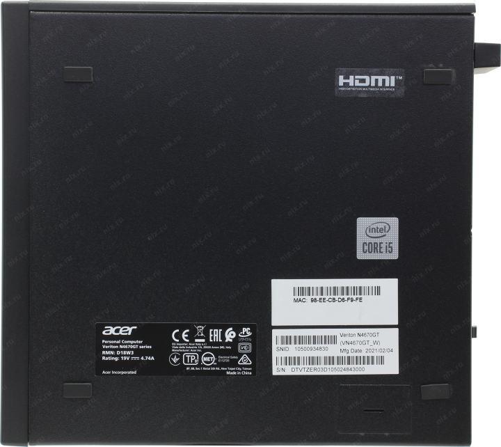 ПЭВМ Acer Veriton N4670G DT.VTZER.03D i5 10400/8/1Tb+256SSD/WiFi/BT/noOS