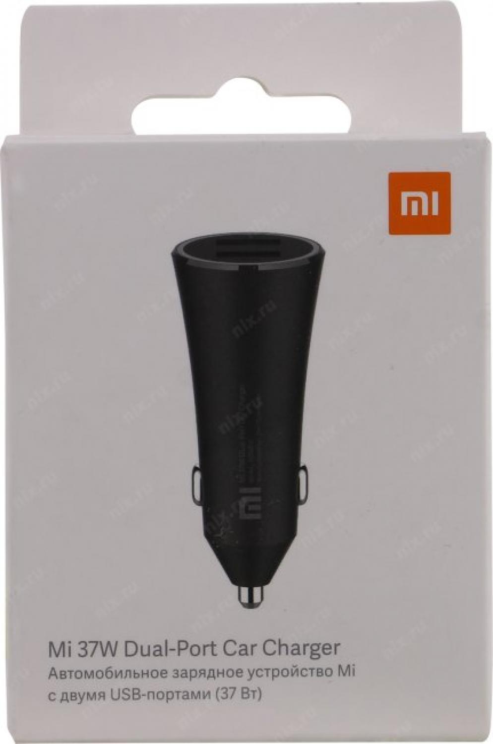 Xiaomi <GDS4147GL Black> Mi Car Charger Автомобильное зарядное уст-во USB (Вх. DC12-24V  DC5/9/12V  37W 2xUSB 3A)
