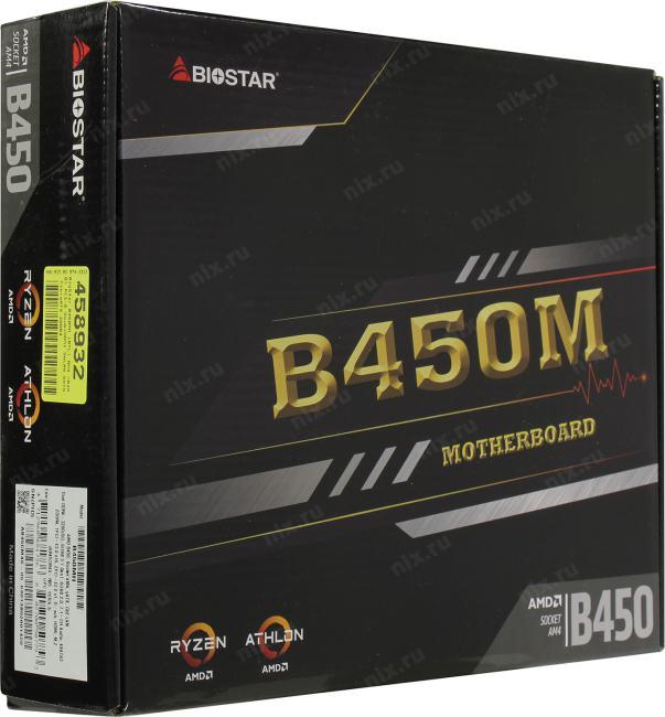 Мат. плата BioStar B450MH (RTL) AM4 B450 PCI-E Dsub+HDMI  GbLAN  SATA MicroATX  2DDR4
