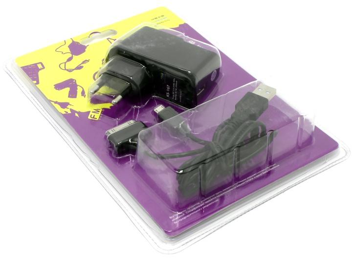 KS-is Tich KS-167 Зарядное устройство USB (Вх. AC220V Вых. DC5V 10W USB кабель microUSB/Apple 30-pin)