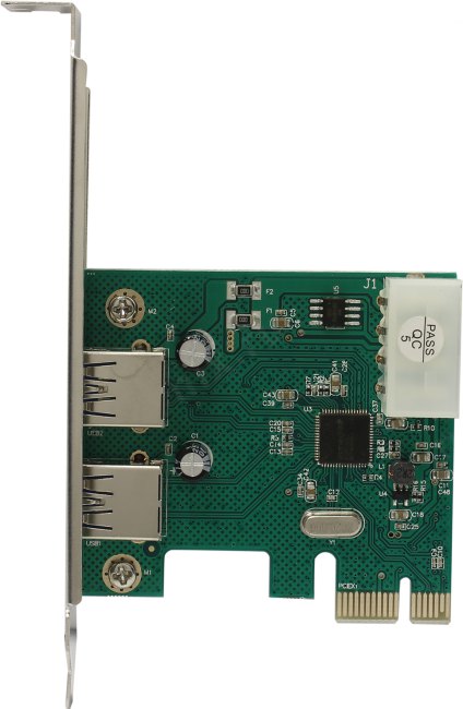 Контроллер ExeGate EXE-319 (PCI-E x1 v2.0, 2*USB3.0 ext., разъем доп.питания, ASMedia Chipset ASM1042)